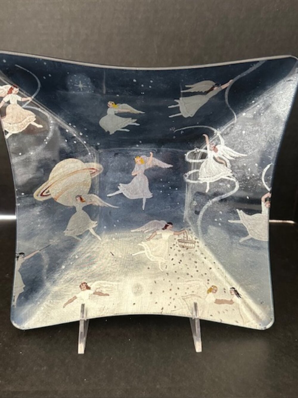 Decorative Square Bowl Showcasing Miracles From Above by Jane Wooster Scott 2002